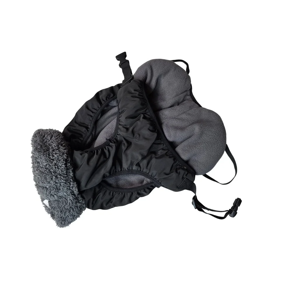 Pink Black Insulated Dog Winter Coat‎ Fleece Lined Faux Fur Collar Large  G1